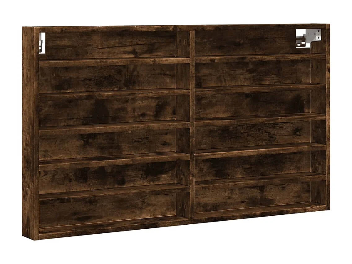 Vitrinekast 100x8,5x58 cm bewerkt hout gerookt eikenkleurig