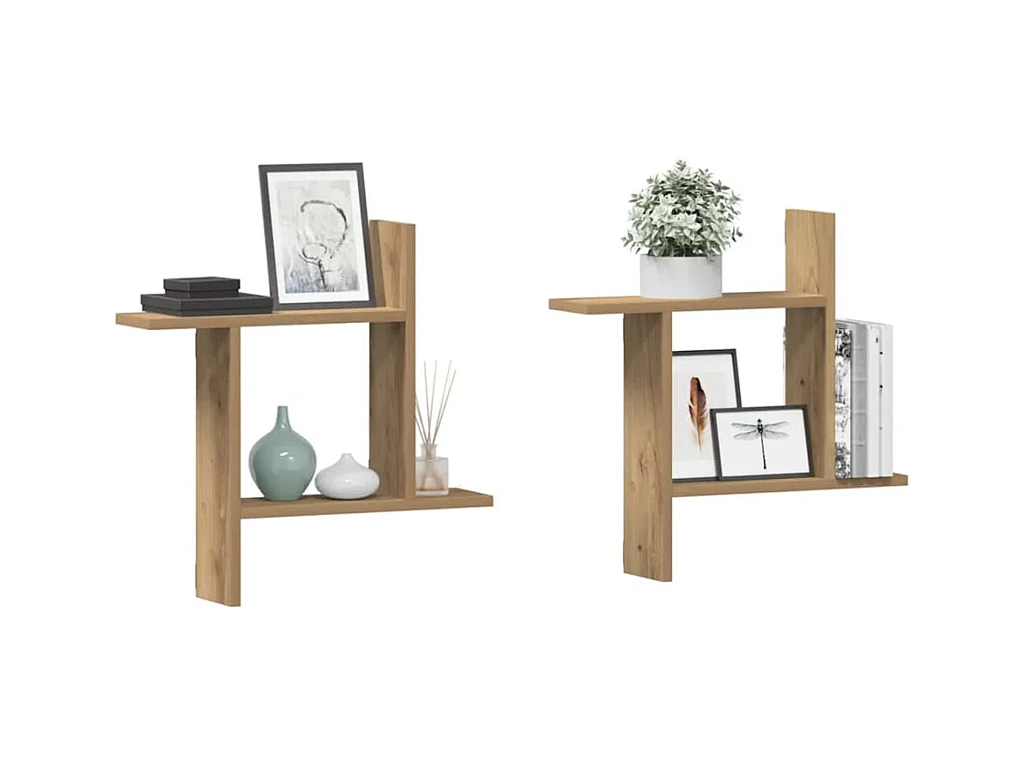 Wandregale 2 Stk. Artisan-Eiche 50x12x50 cm Holzwerkstoff