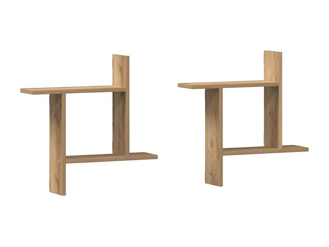 Wandregale 2 Stk. Artisan-Eiche 50x12x50 cm Holzwerkstoff