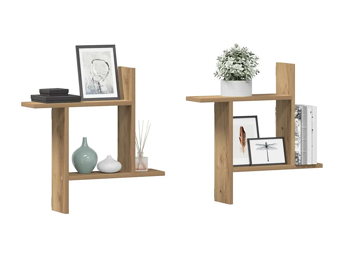 Étagères murales 2 pcs chêne artisanal bois d'ingénierie