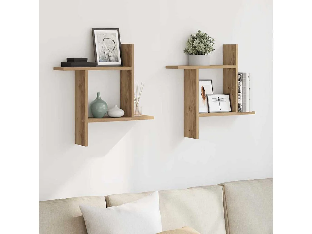 Prateleiras de parede 2pcs derivados madeira carvalho artisiano