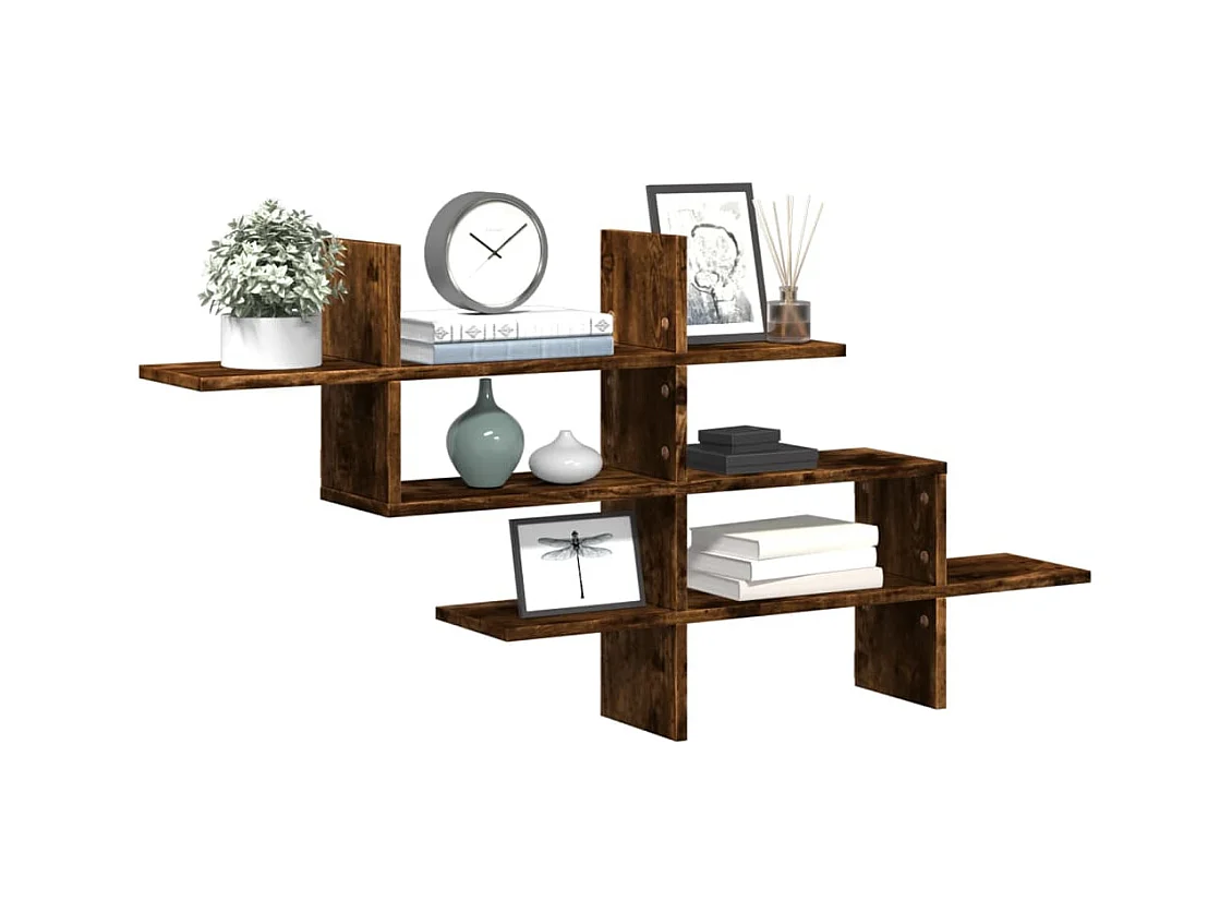 Wandschap 124,5x18x60,5 cm bewerkt hout gerookt eikenkleurig