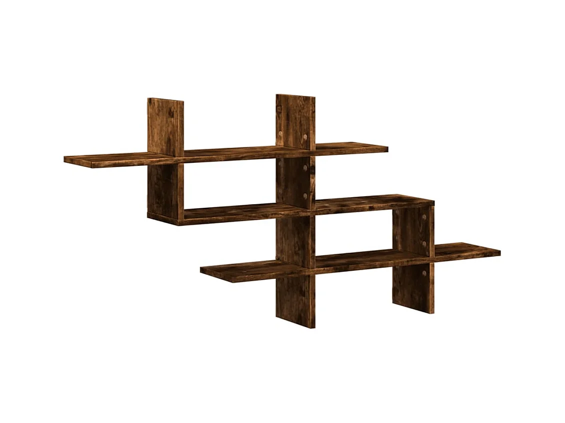 Wandschap 124,5x18x60,5 cm bewerkt hout gerookt eikenkleurig