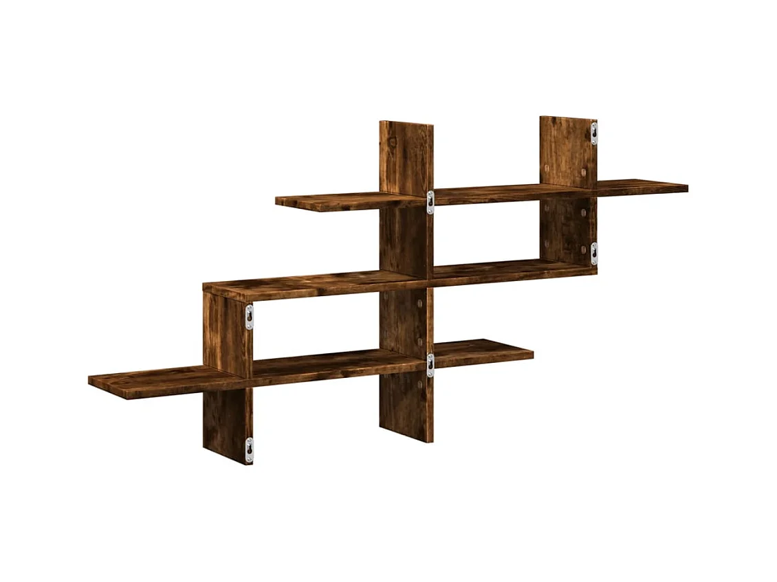 Wandschap 124,5x18x60,5 cm bewerkt hout gerookt eikenkleurig