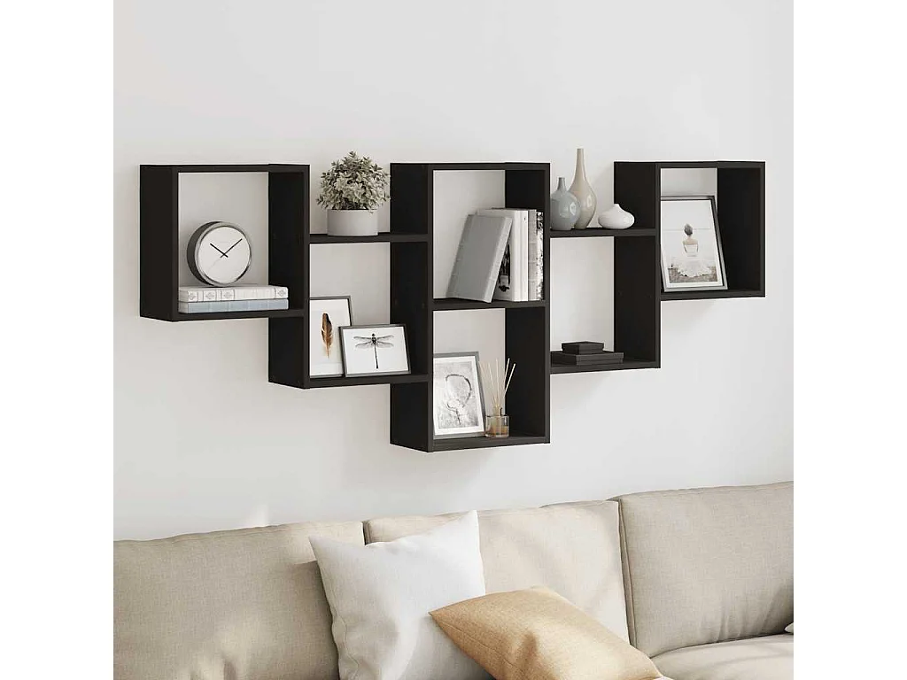 Wandschap 159x18x66 cm bewerkt hout zwart