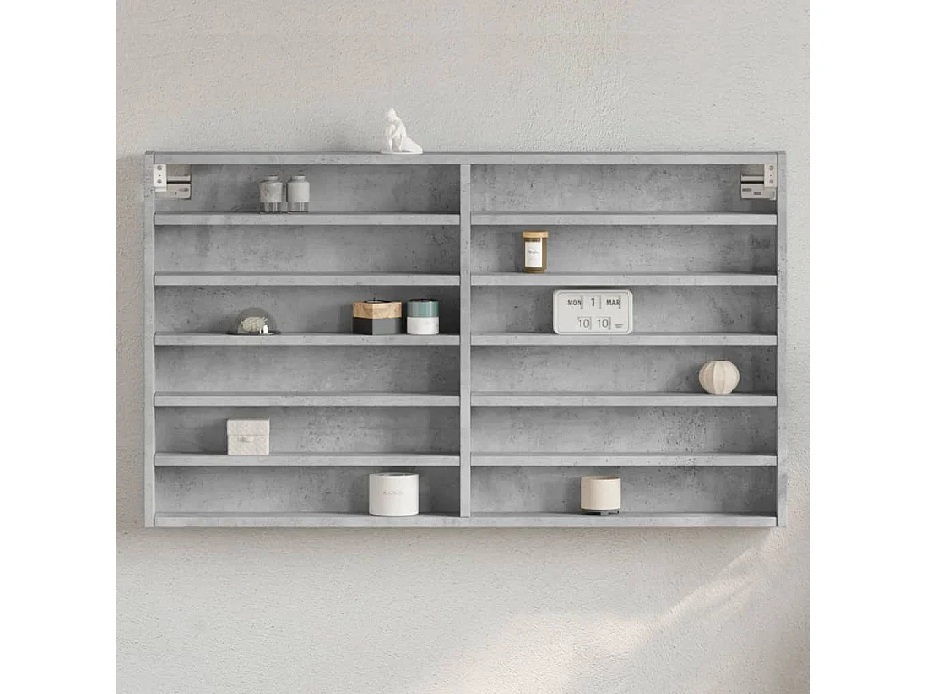 Armadietto Vetrina Grigio Cemento 100x8,5x58 cm Multistrato