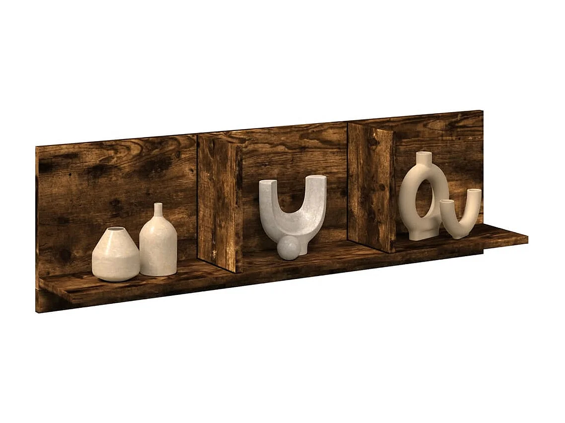 Wandkast 100x16,5x30 cm bewerkt hout gerookt eikenkleurig