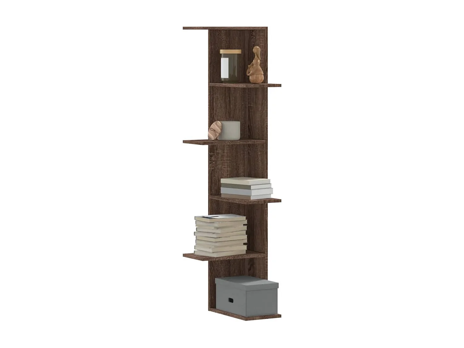 Hoekwandschap 36,5x36,5x140 cm bewerkt hout bruin eikenkleurig