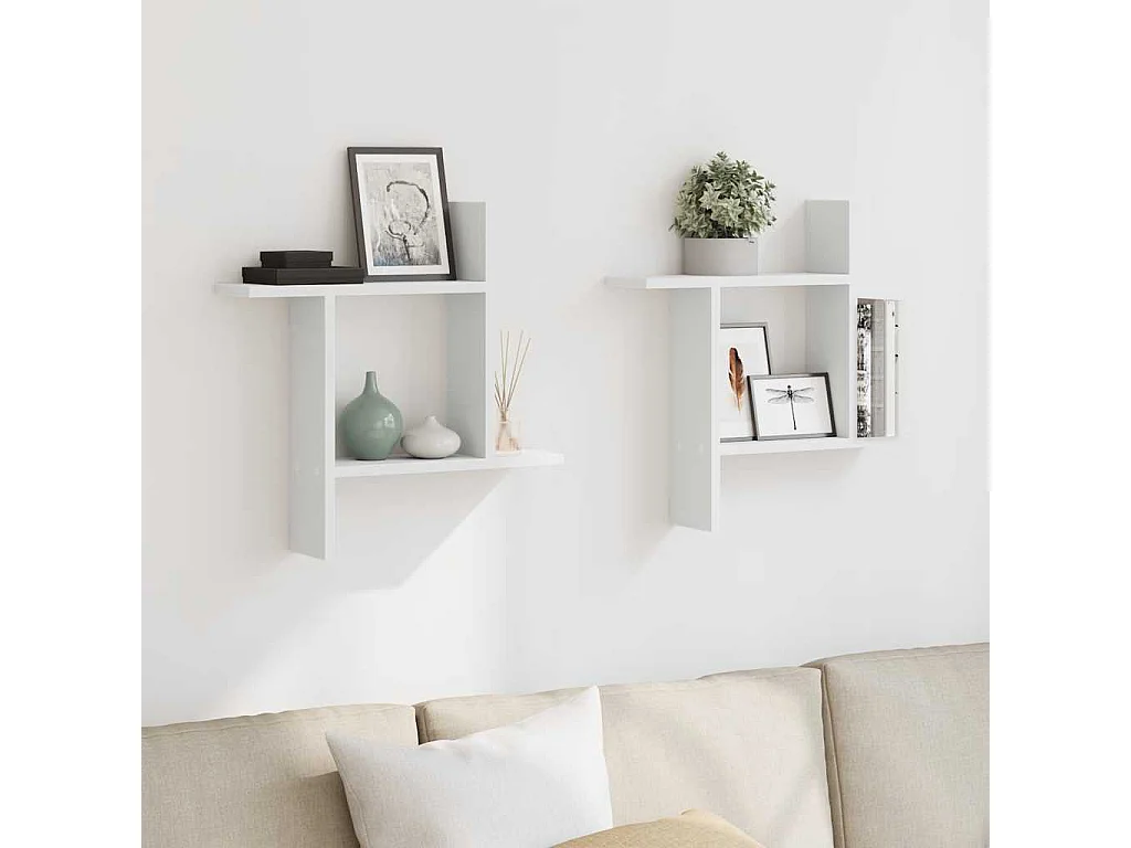 Prateleiras de parede 2 pcs 50x12x50cm derivados madeira branco