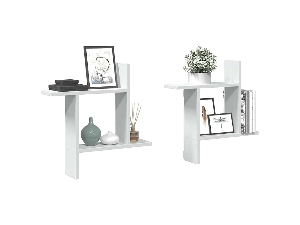 Étagères murales 2 pcs blanc 50x12x50 cm bois d'ingénierie