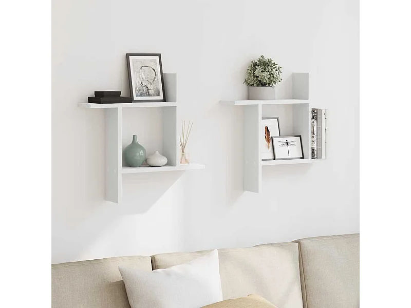 Étagères murales 2 pcs blanc 50x12x50 cm bois d'ingénierie