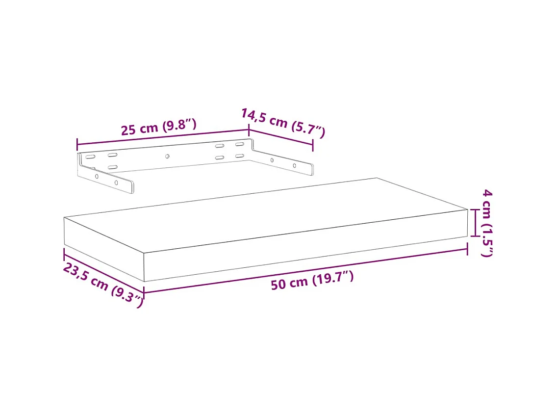 Estante flotante madera de ingeniería 50x23,5x4 cm