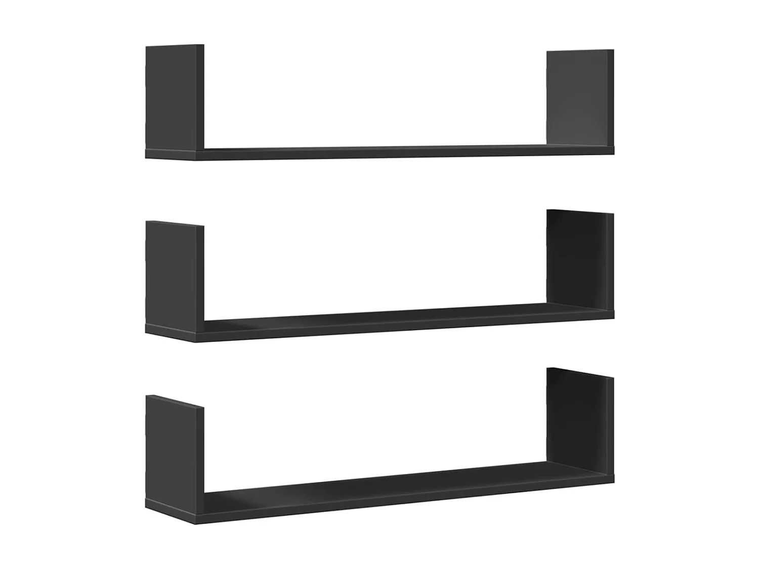 Étagères murales 3 pcs noir 80x18x18 cm bois d'ingénierie