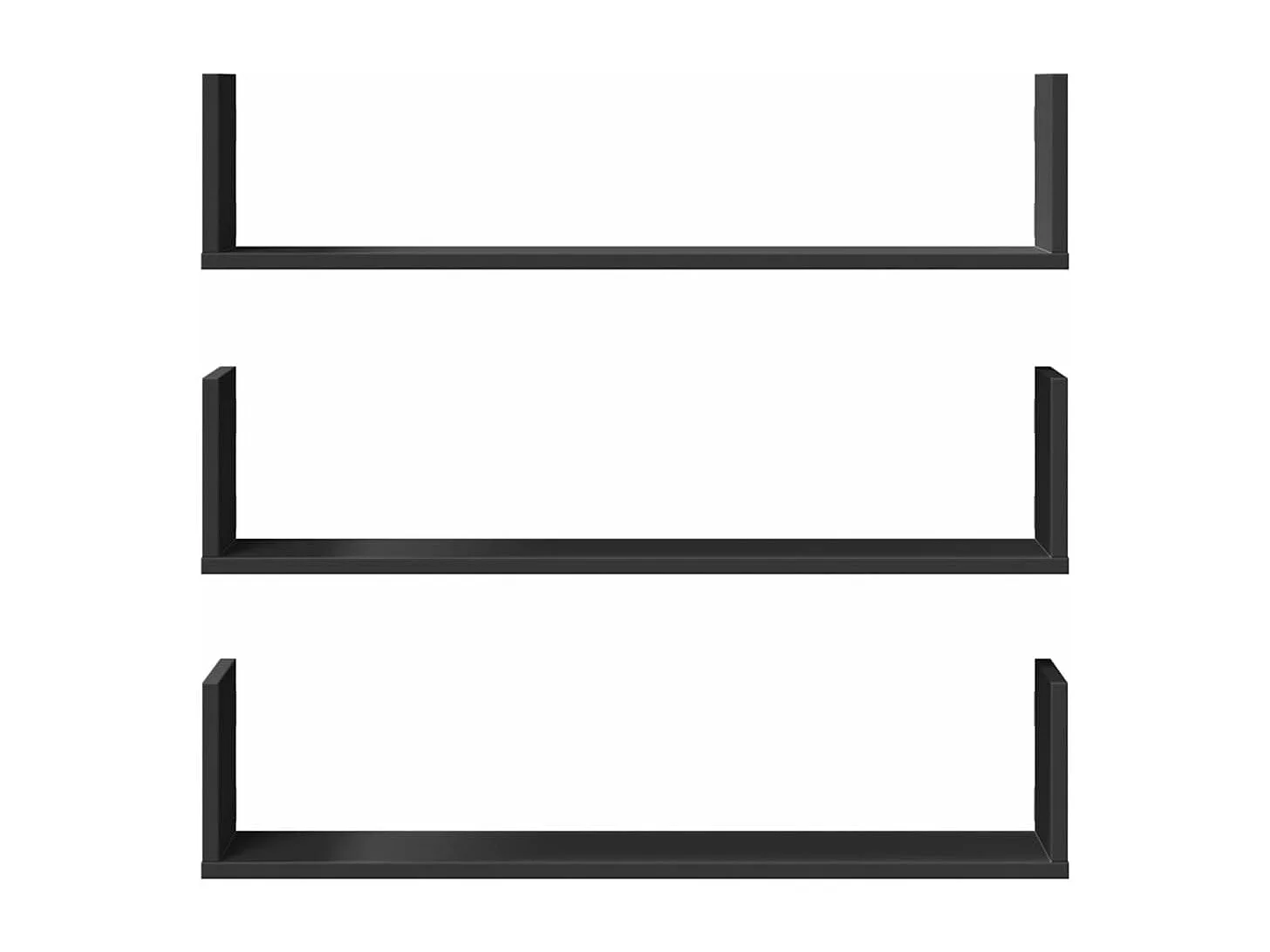 Prateleiras de parede 3 pcs 80x18x18 cm deriv. de madeira preto