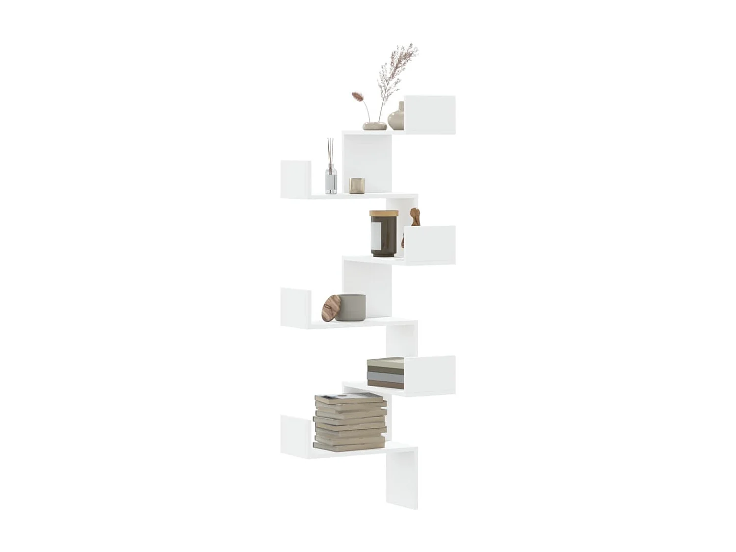 Étagère d'angle murale blanc 45x45x147 cm bois d'ingénierie