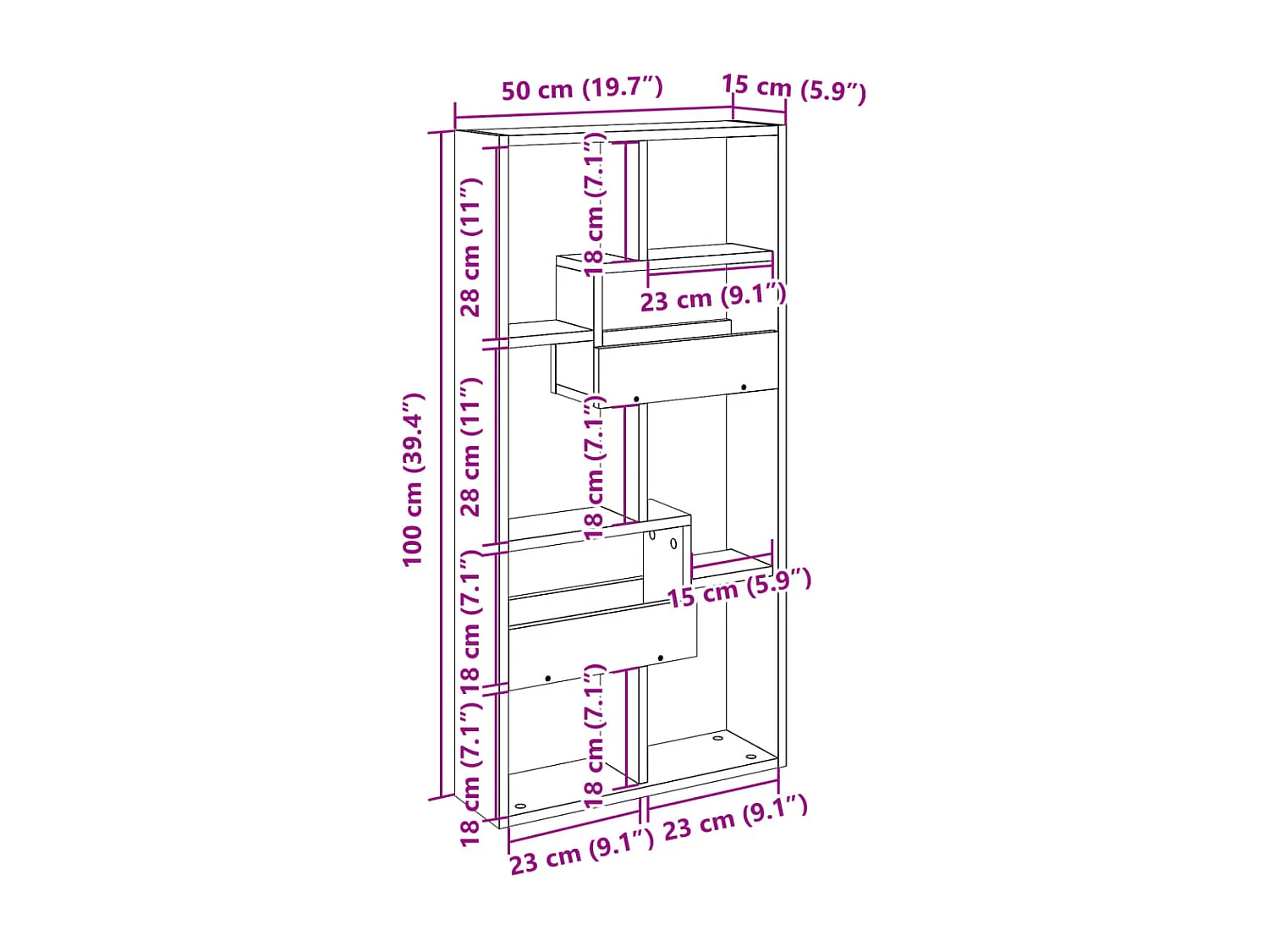 Armário parede 50x15x100 cm derivados madeira carvalho sonoma