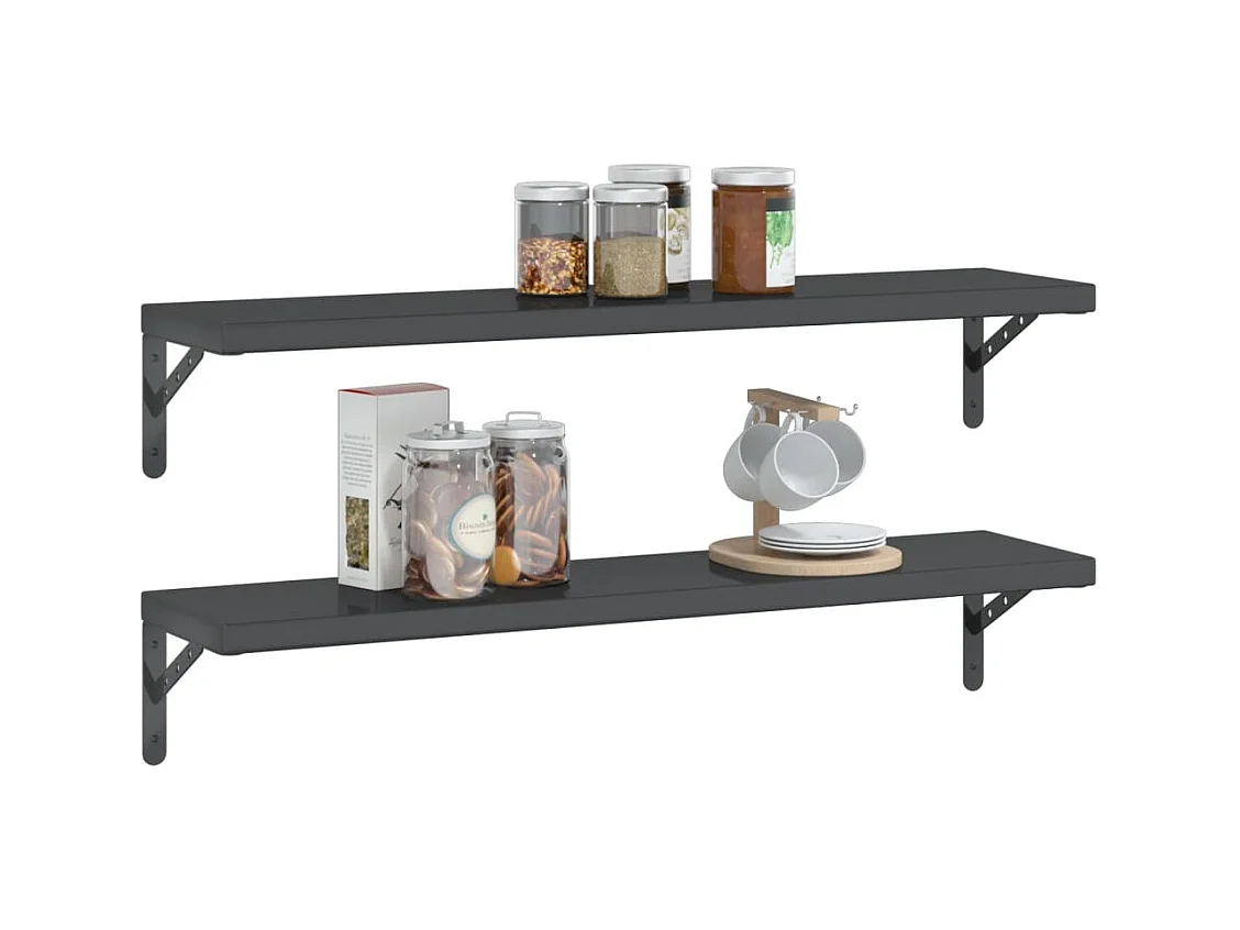 Étagères murales 2 pcs 100x23,5x3 cm noir acier inoxydable