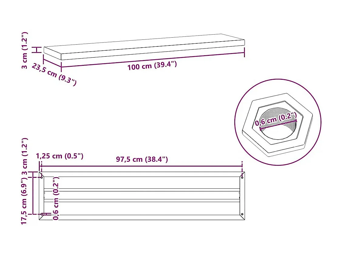 Wandregale 2 Stk. 100x23,5x3 cm Silbern Edelstahl