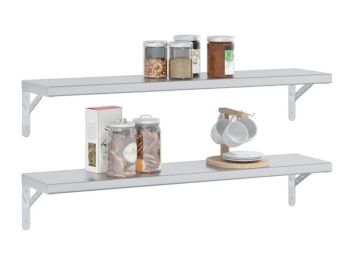 Wandregale 2 Stk. 100x23,5x3 cm Silbern Edelstahl