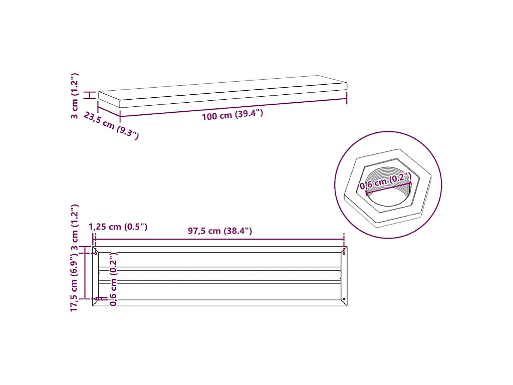 Étagères murales 2 pcs 100x23,5 cm argenté acier inoxydable