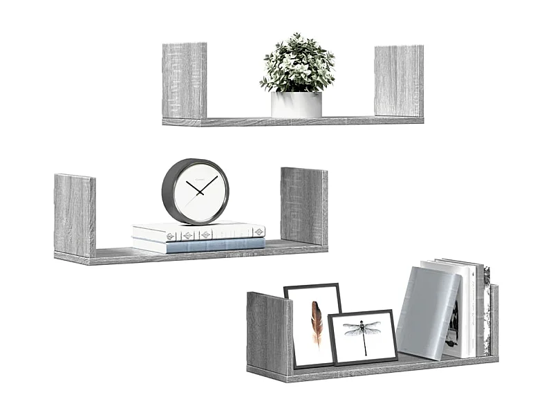 Wandregale 3 Stk. Grau Sonoma 58x18x18 cm Holzwerkstoff