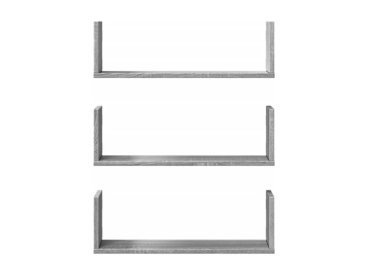 Prateleiras de parede 3 pcs derivados madeira cinzento sonoma