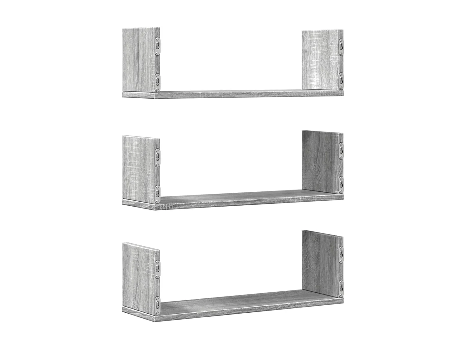 Prateleiras de parede 3 pcs derivados madeira cinzento sonoma