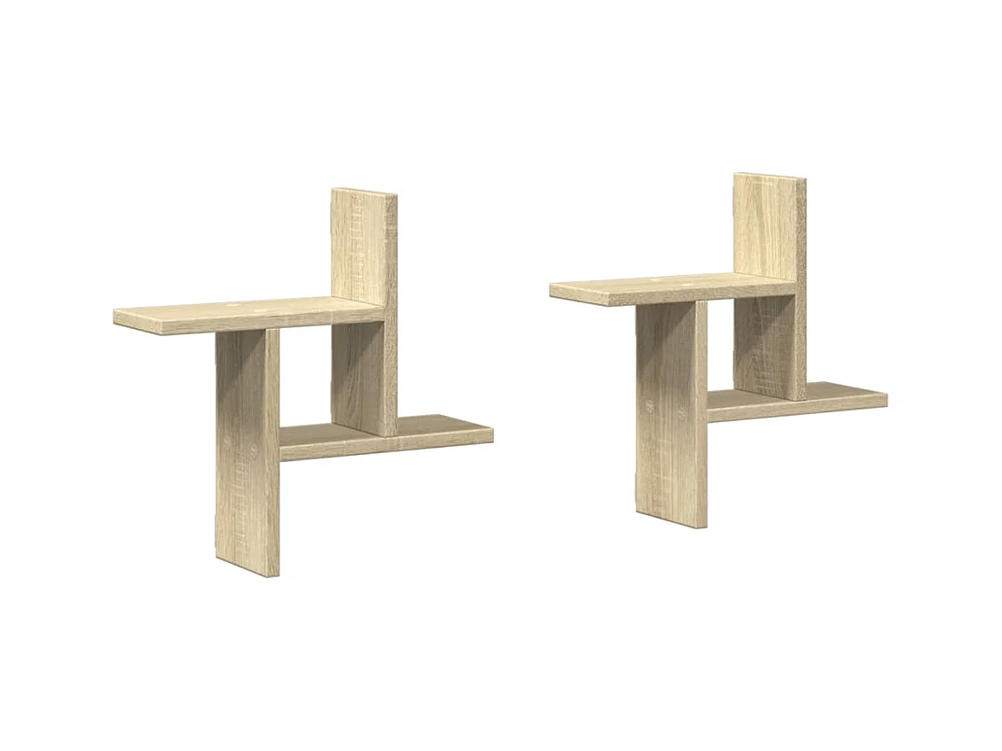 Étagères murales 2pcs chêne sonoma 38x12x38cm bois d'ingénierie