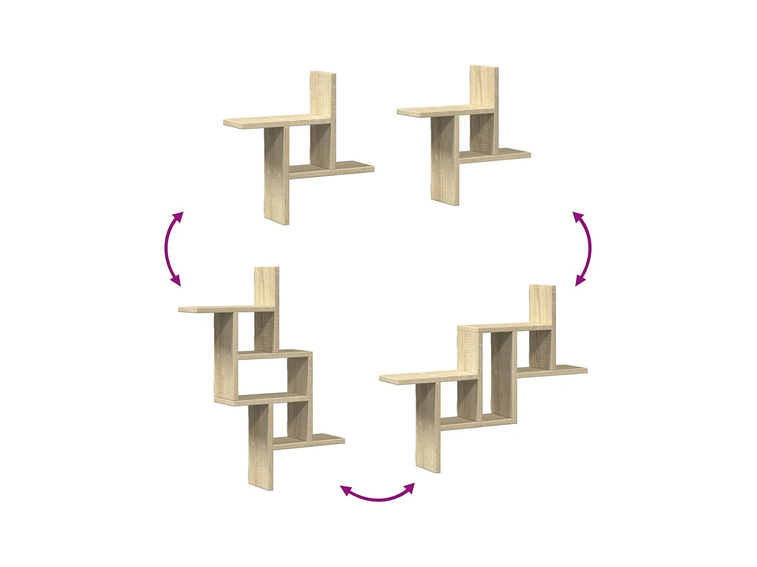 Étagères murales 2pcs chêne sonoma 38x12x38cm bois d'ingénierie