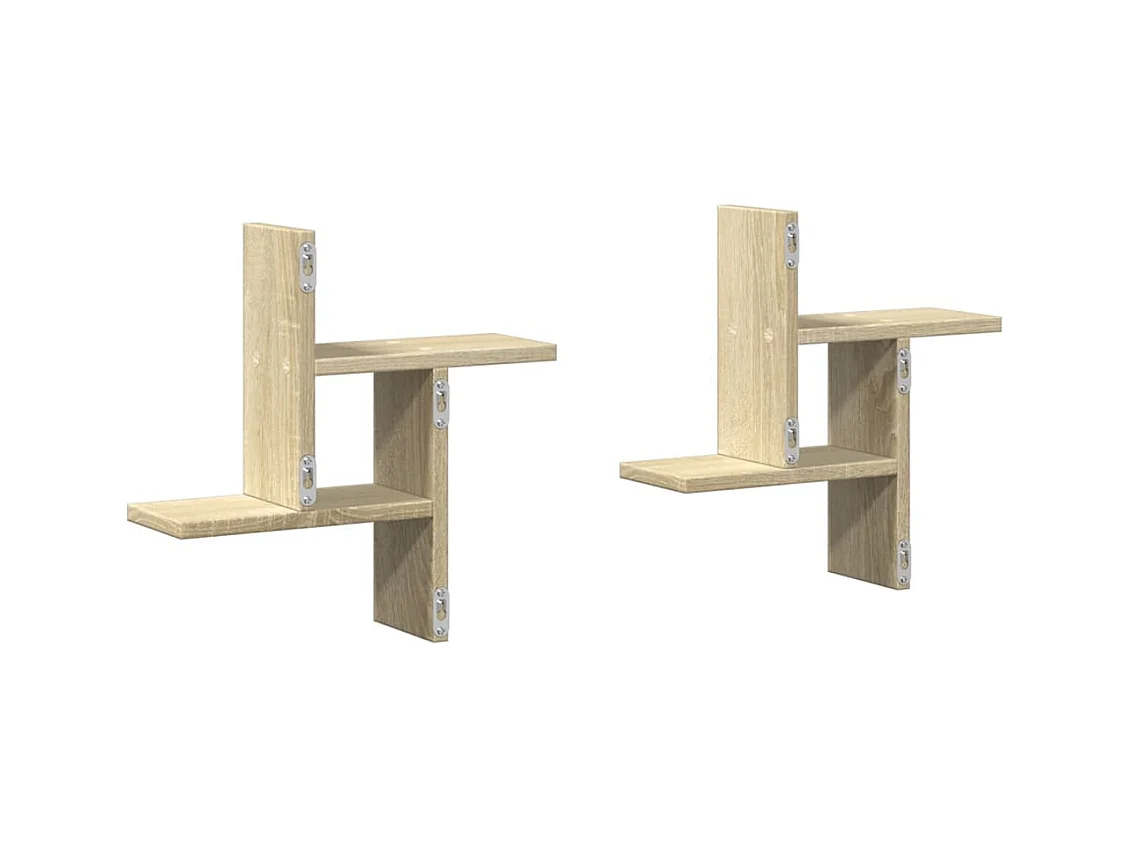 Étagères murales 2pcs chêne sonoma 38x12x38cm bois d'ingénierie