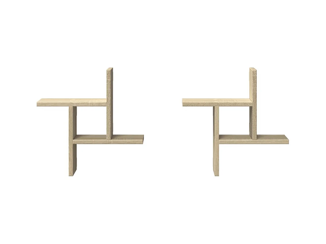 Étagères murales 2pcs chêne sonoma 38x12x38cm bois d'ingénierie