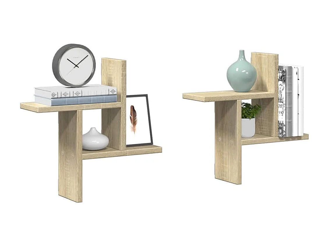 Étagères murales 2pcs chêne sonoma 38x12x38cm bois d'ingénierie