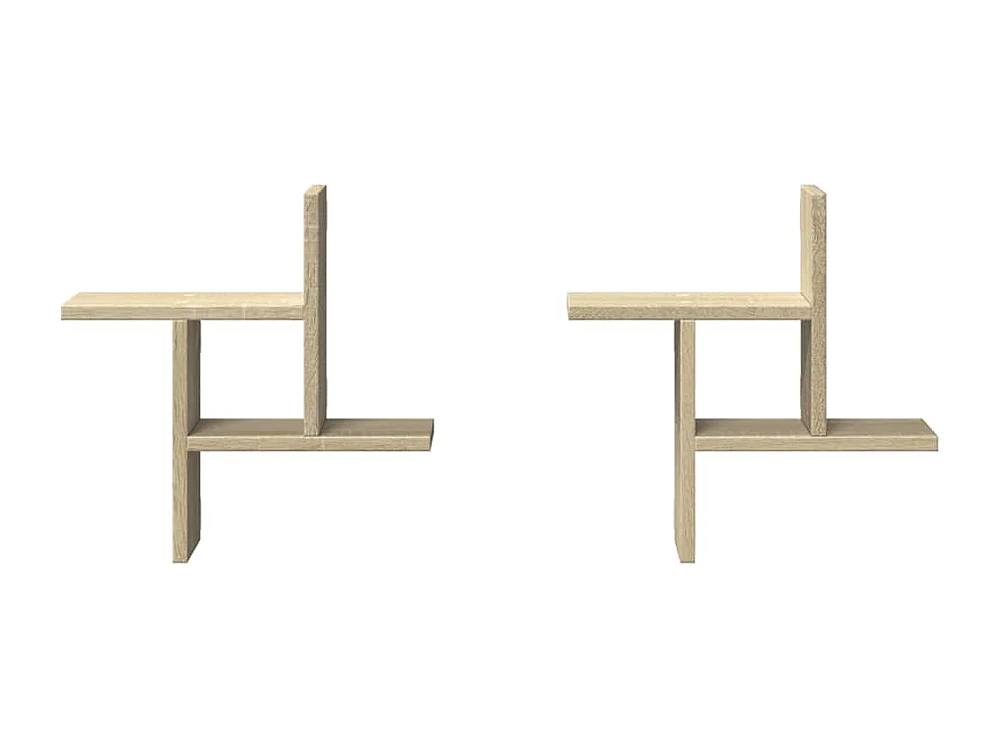 Étagères murales 2pcs chêne sonoma 38x12x38cm bois d'ingénierie