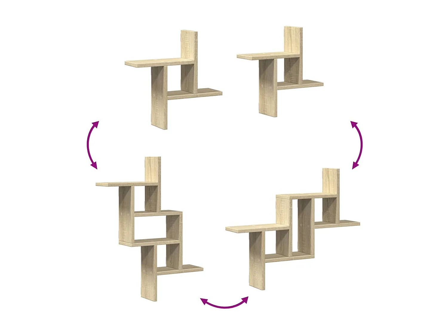 Étagères murales 2pcs chêne sonoma 38x12x38cm bois d'ingénierie