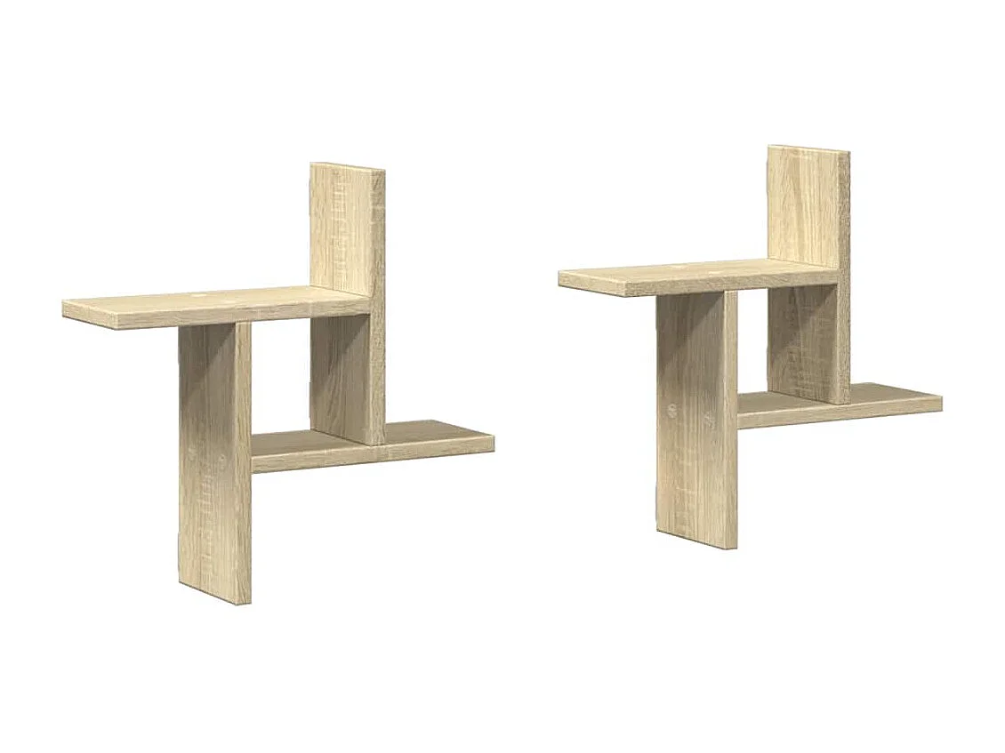Wandregale 2 Stk. Sonoma-Eiche 38x12x38 cm Holzwerkstoff