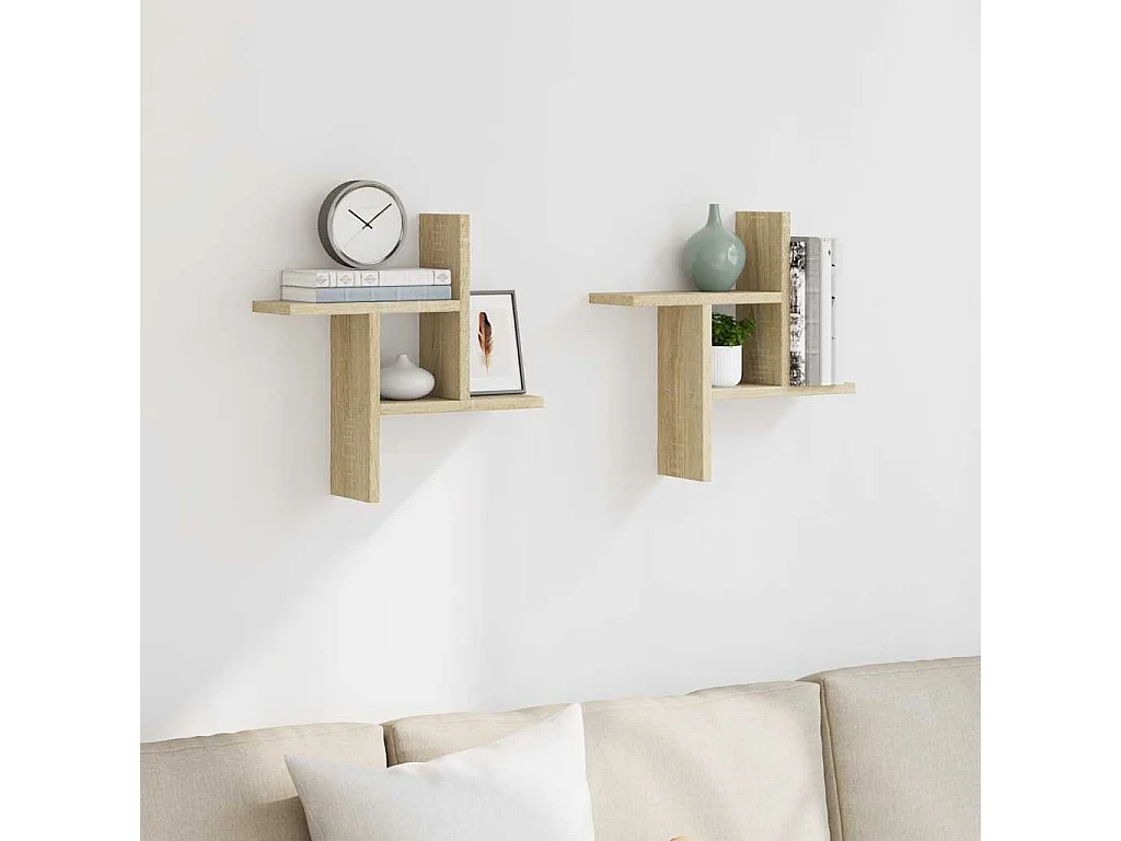 Wandregale 2 Stk. Sonoma-Eiche 38x12x38 cm Holzwerkstoff