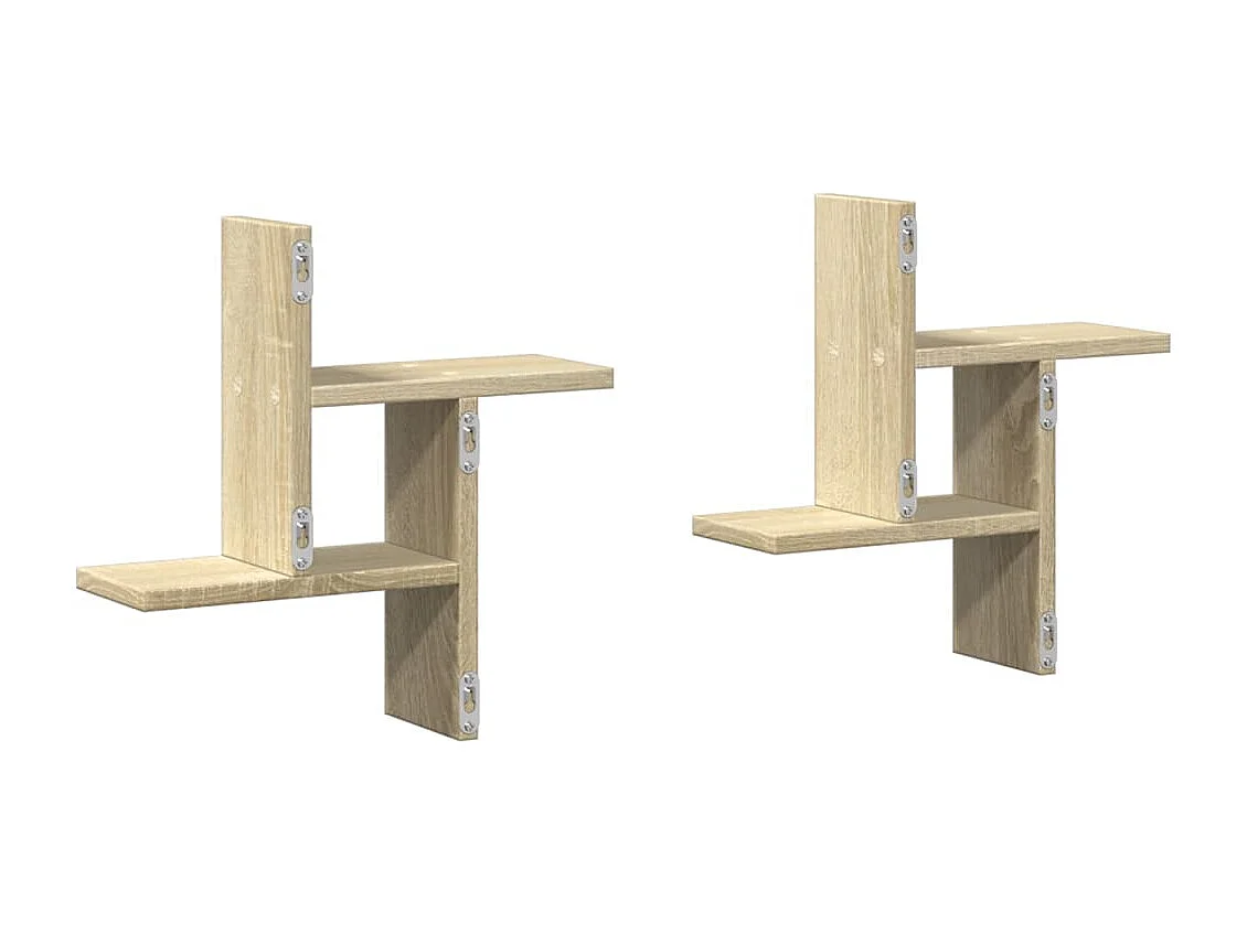 Wandregale 2 Stk. Sonoma-Eiche 38x12x38 cm Holzwerkstoff