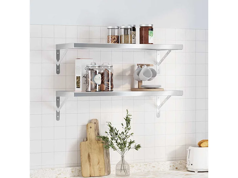 Wandregale 2 Stk. 75x30 cm Silbern Edelstahl