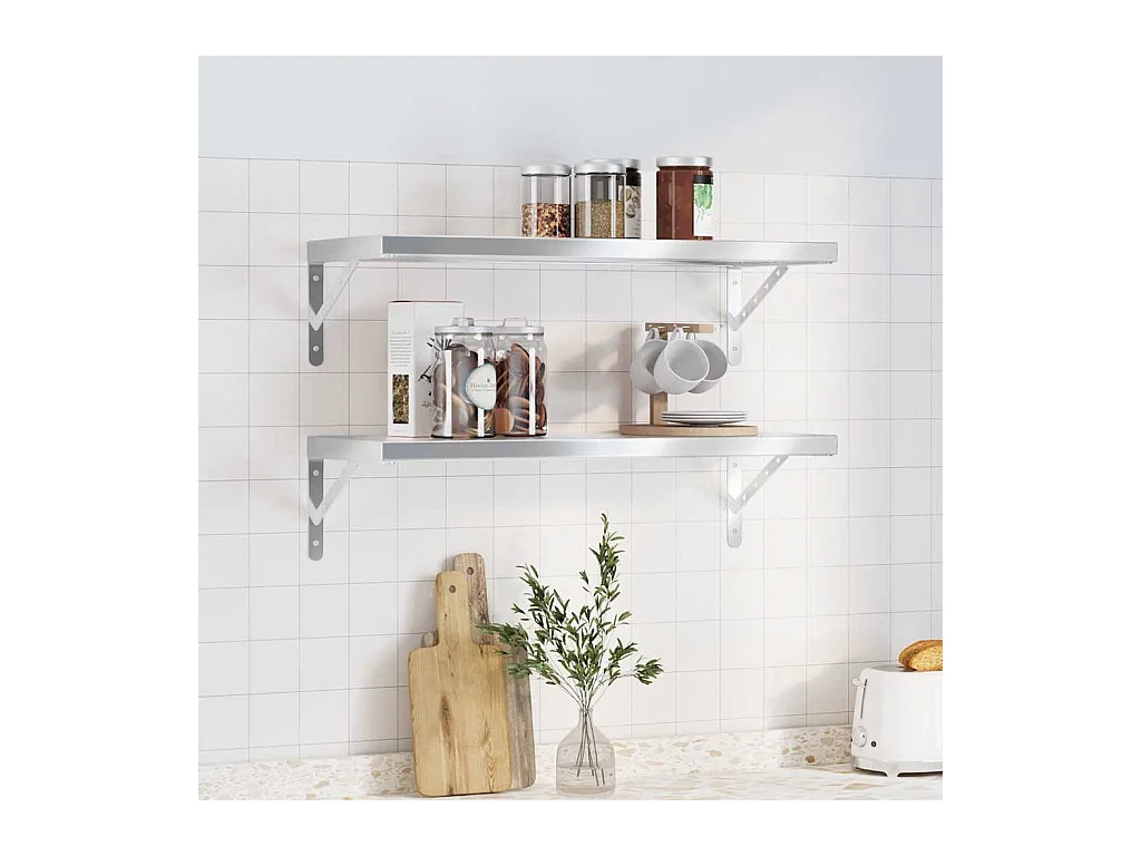 Wandregale 2 Stk. 75x30 cm Silbern Edelstahl