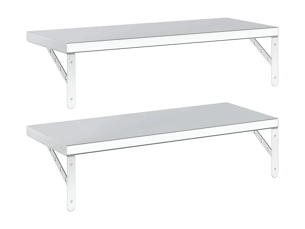 Wandregale 2 Stk. 75x30 cm Silbern Edelstahl