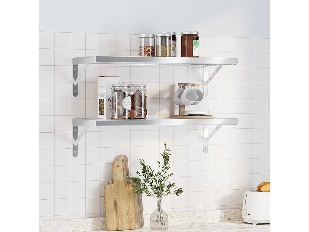 Étagères murales 2 pcs 75x30 cm argenté acier inoxydable