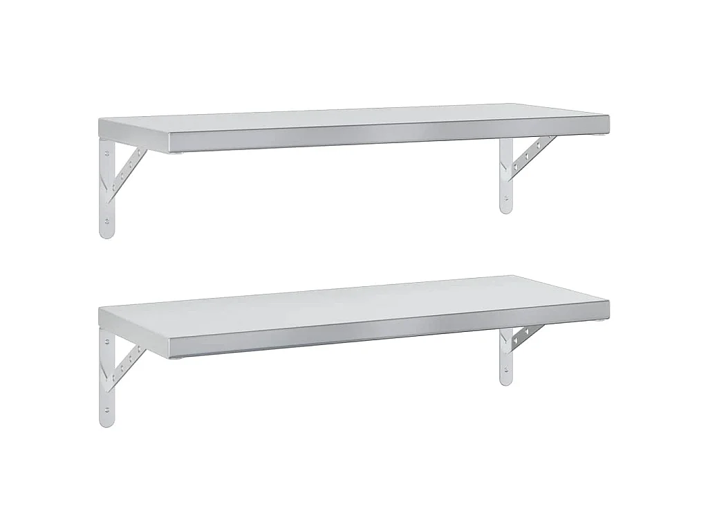 Étagères murales 2 pcs 75x30 cm argenté acier inoxydable