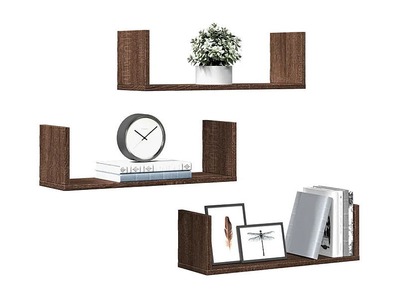 Wandregale 3 Stk. Eichen-Optik 58x18x18 cm Holzwerkstoff