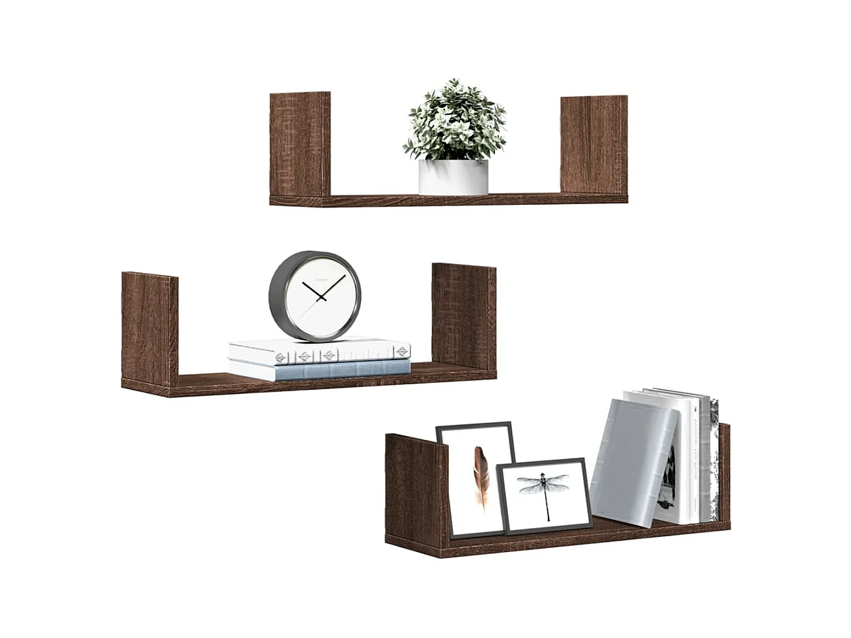 Wandregale 3 Stk. Eichen-Optik 58x18x18 cm Holzwerkstoff