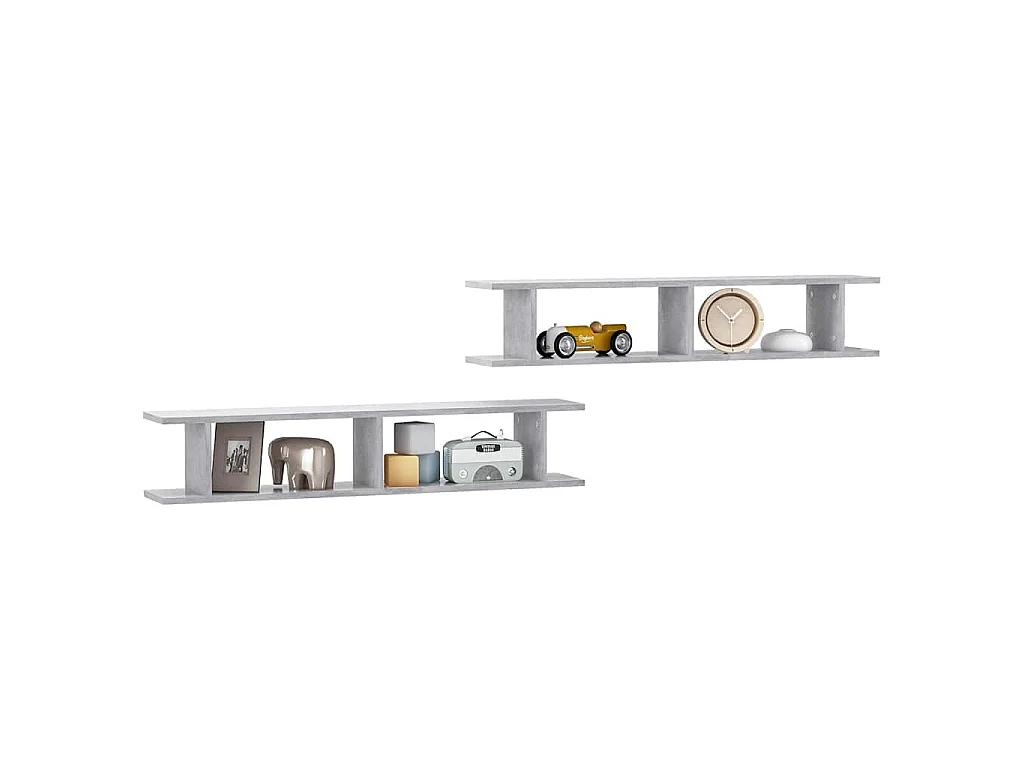Estantes de parede 2 pcs 105x18x20cm contrapl. cinzento cimento