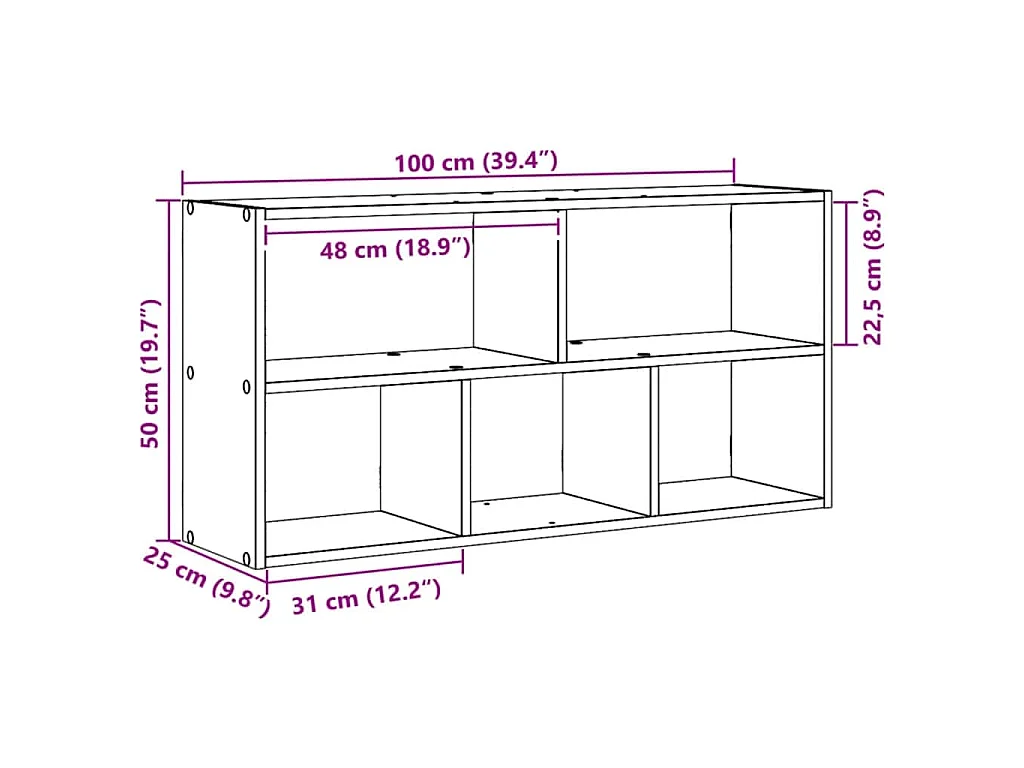 Scaffale a Parete Rovere Artigianale 100x25x50 cm in Truciolato