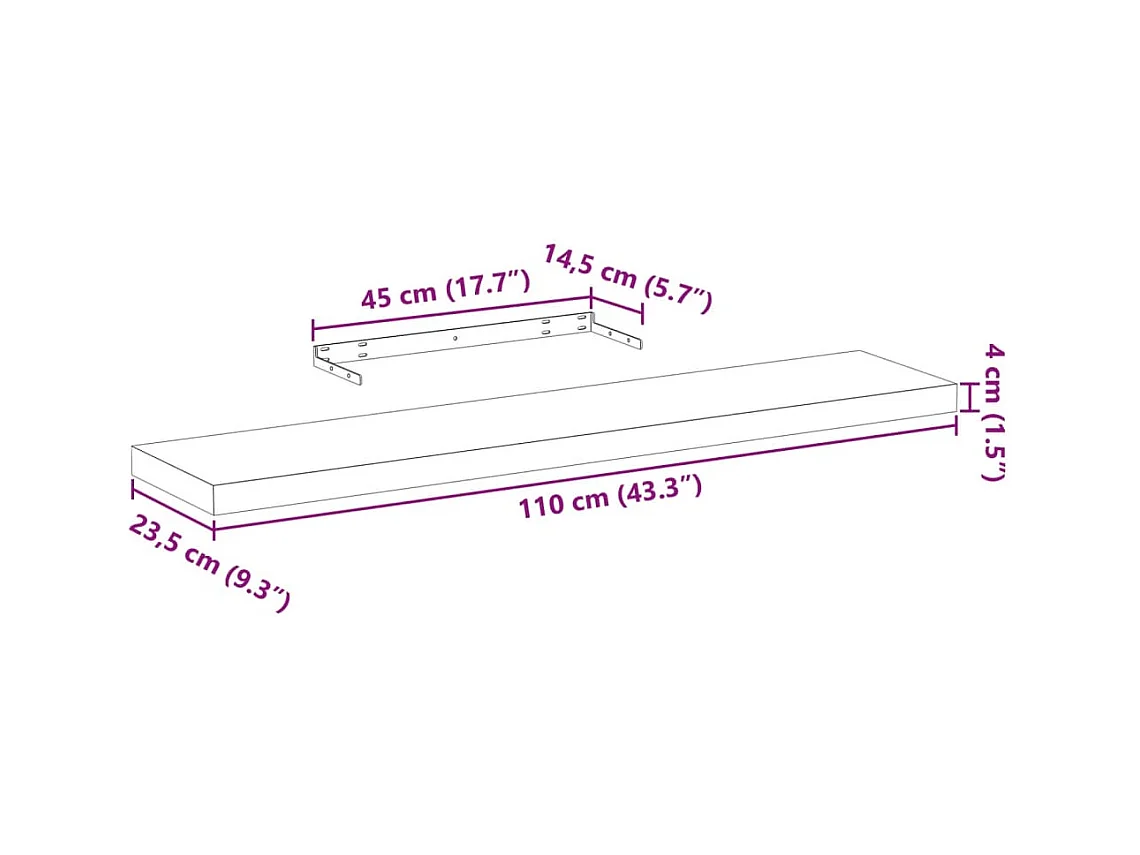 Étagères flottantes 2 pcs 110x23,5x4 cm bois d'ingénierie