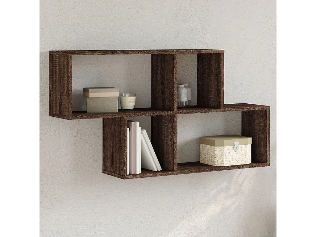 Wandschap 100x20x53 cm bewerkt hout bruin eikenkleurig