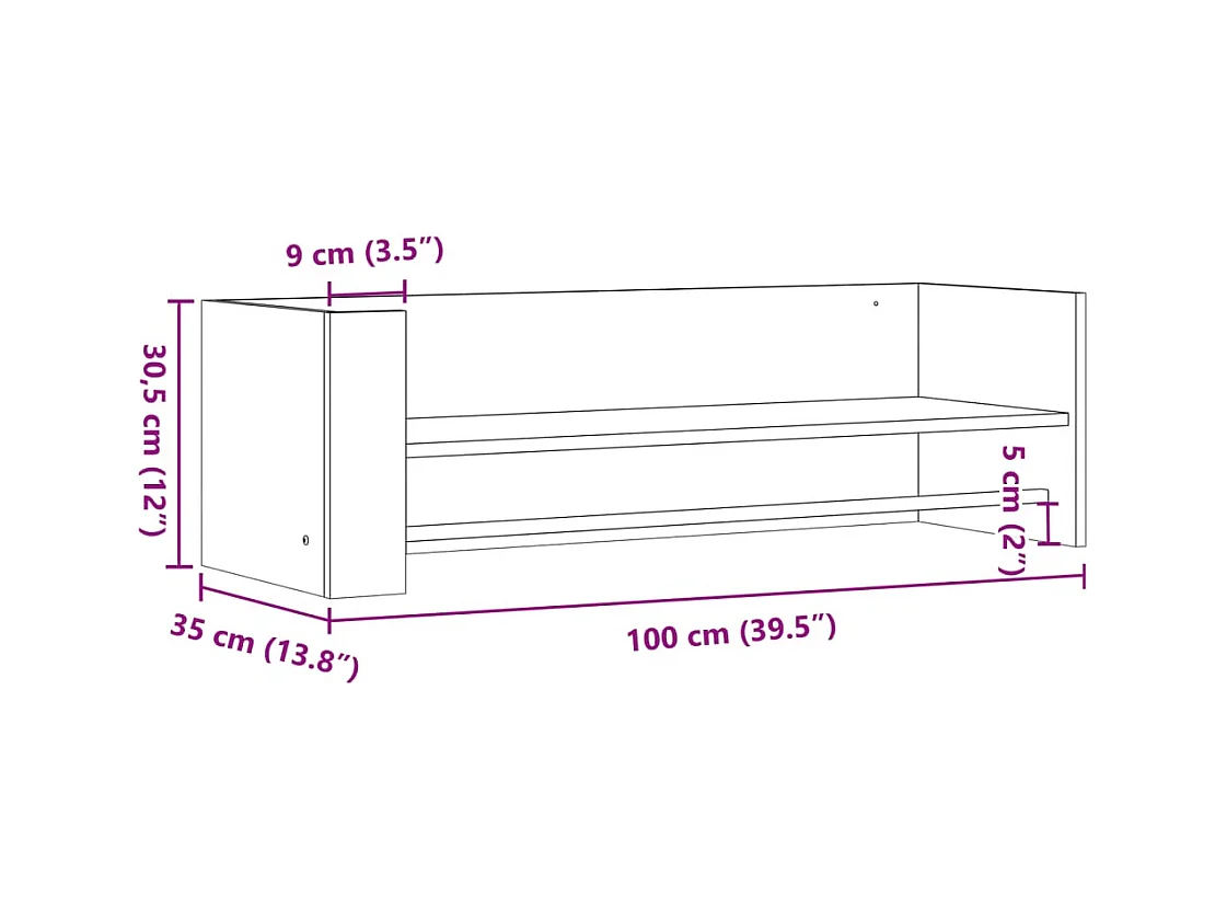 Étagère murale blanc 100x35x30,5 cm bois d'ingénierie