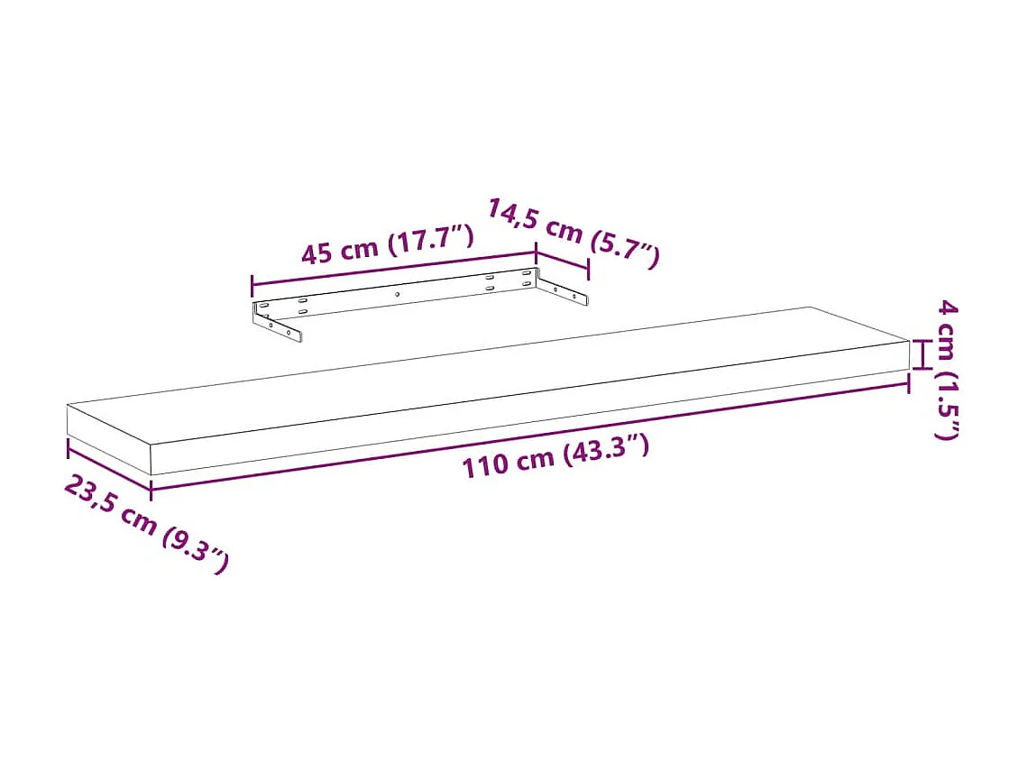 Schweberegal 110x23,5x4 cm Holzwerkstoff